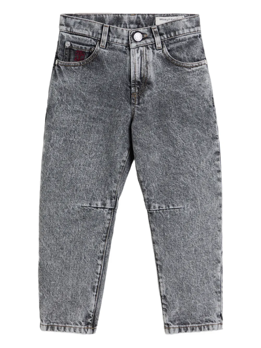 Brunello Cucinelli Kids Jeans met vijf zakken en acid-wassing Zwart
