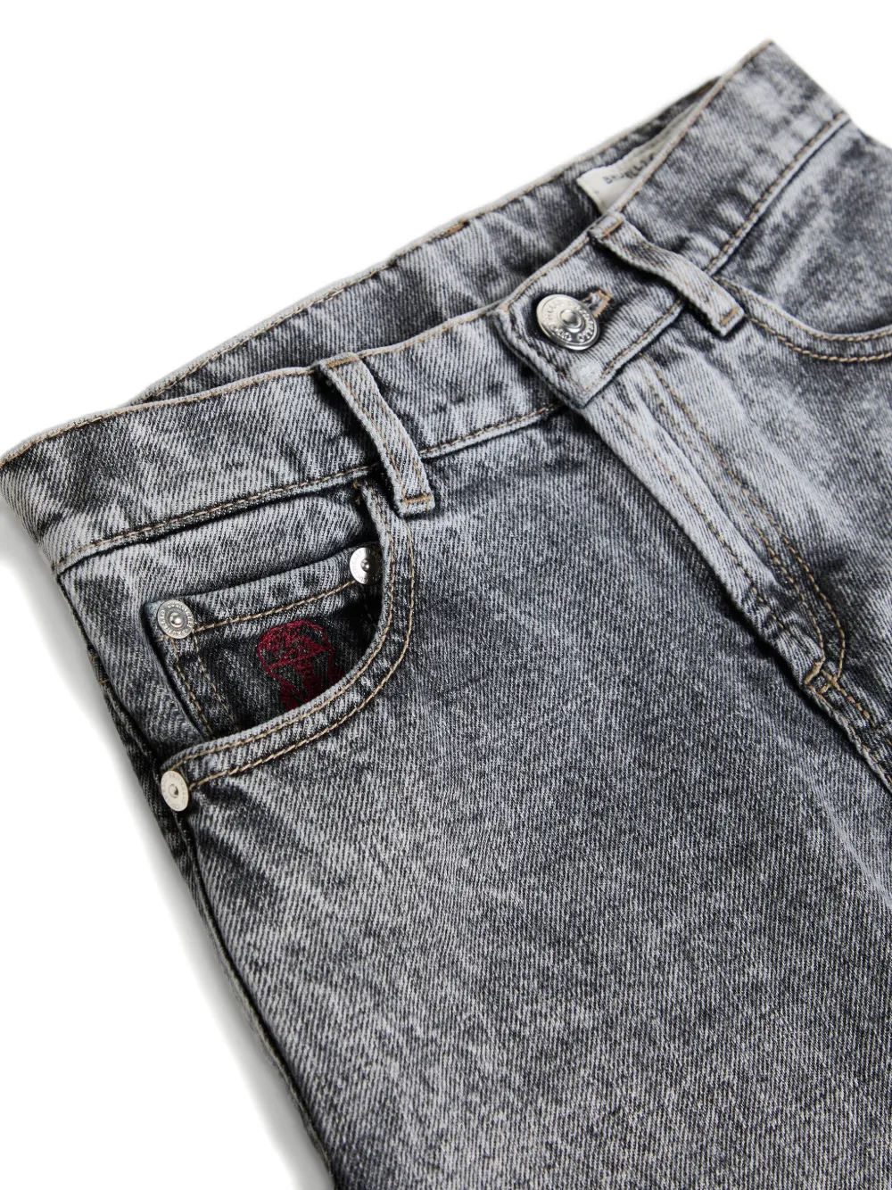 Brunello Cucinelli Kids Jeans met vijf zakken en acid-wassing Zwart