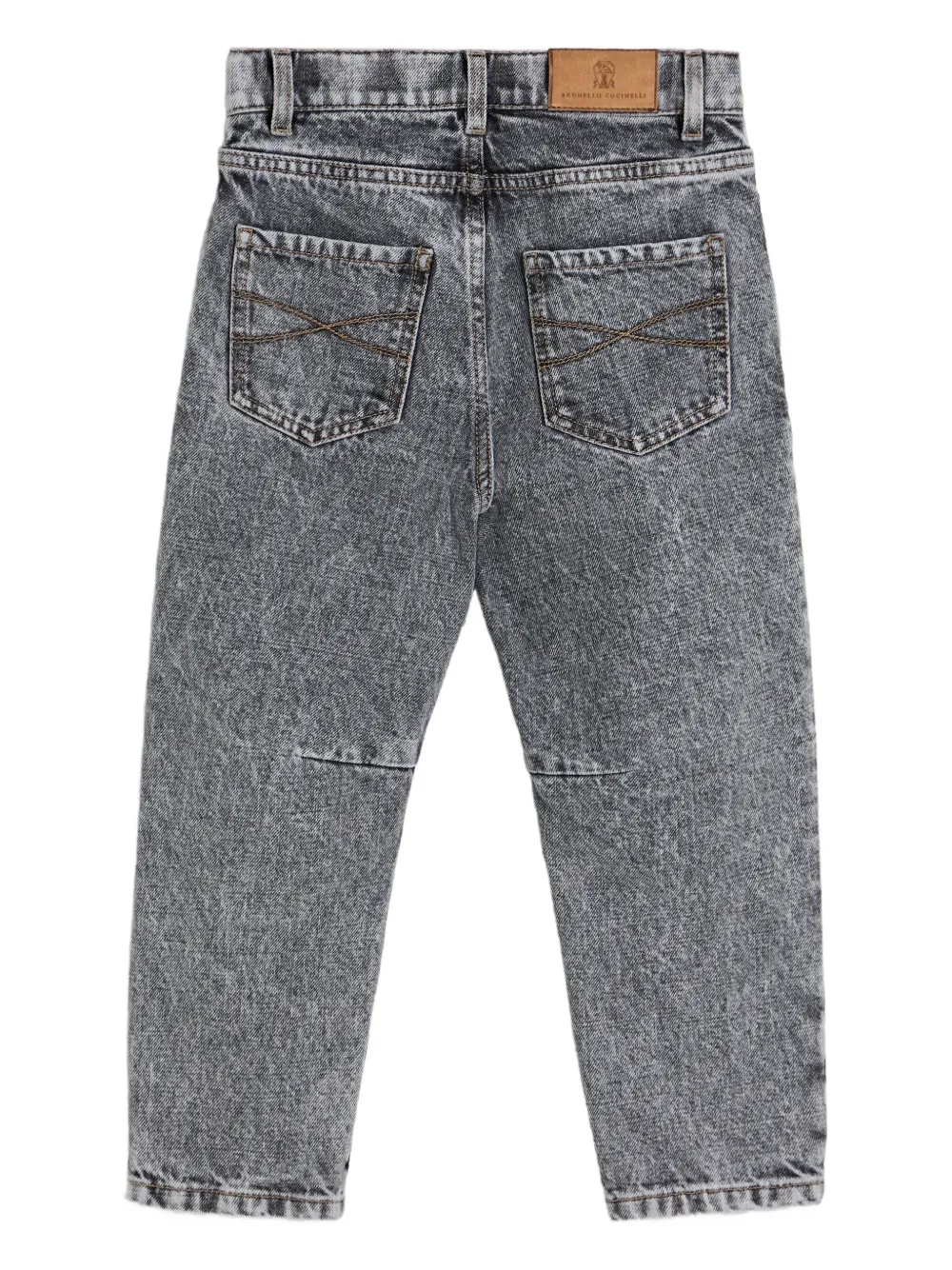 Brunello Cucinelli Kids Jeans met vijf zakken en acid-wassing Zwart