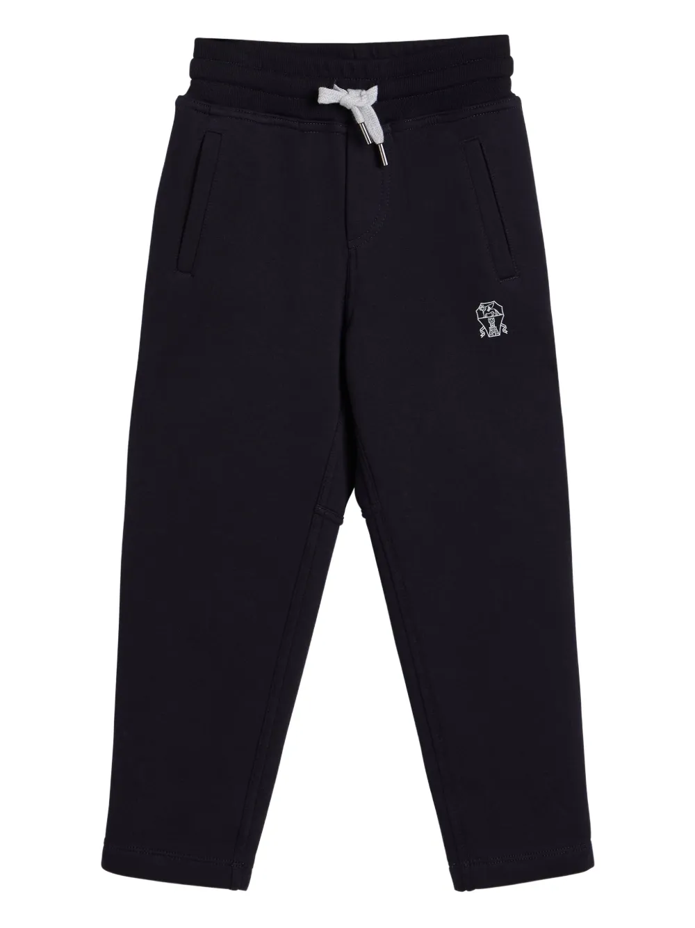 Brunello Cucinelli Kids Broek met trekkoord en detail aan de voorkant Zwart