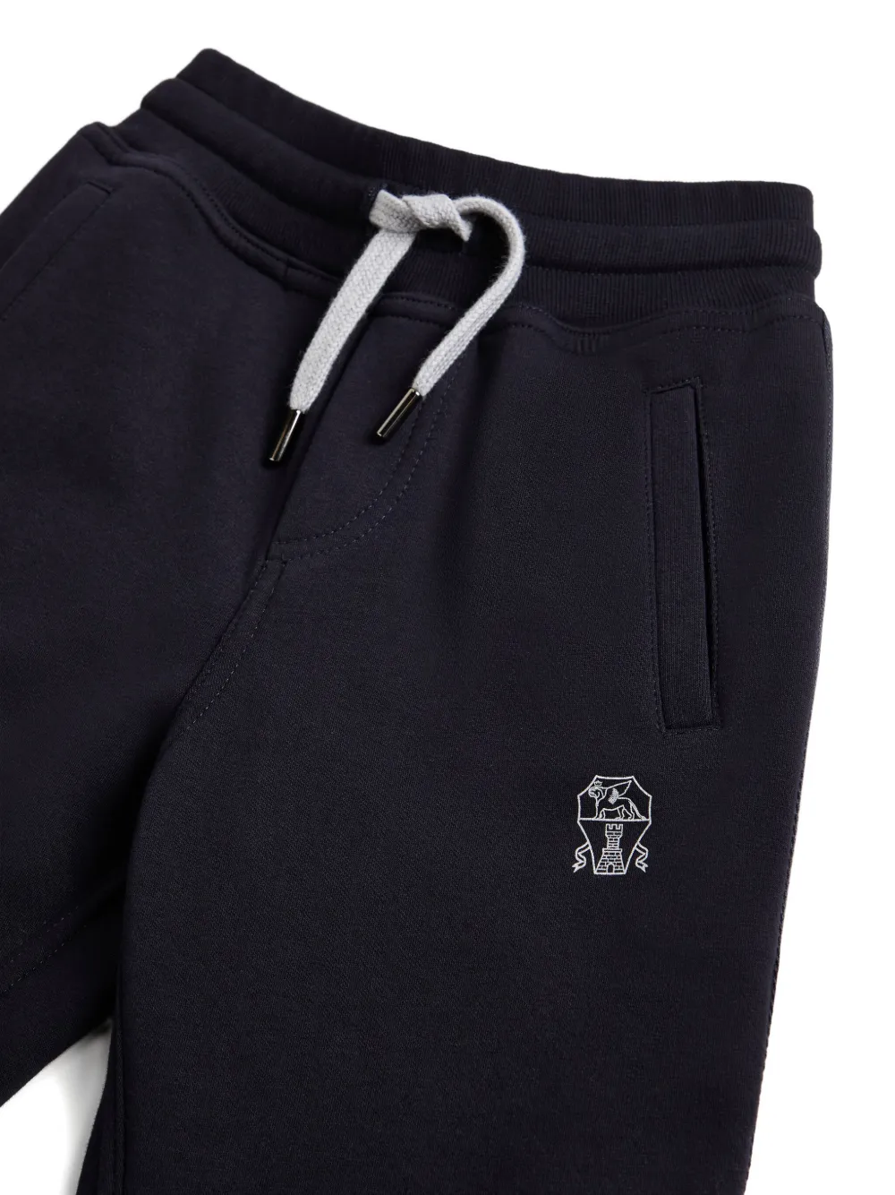 Brunello Cucinelli Kids Broek met trekkoord en detail aan de voorkant Zwart