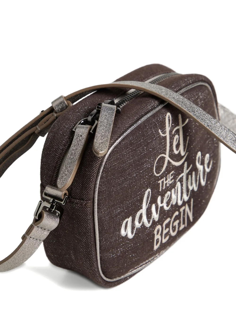 Brunello Cucinelli Kids Sparkle crossbodytas van spijkerstof Bruin