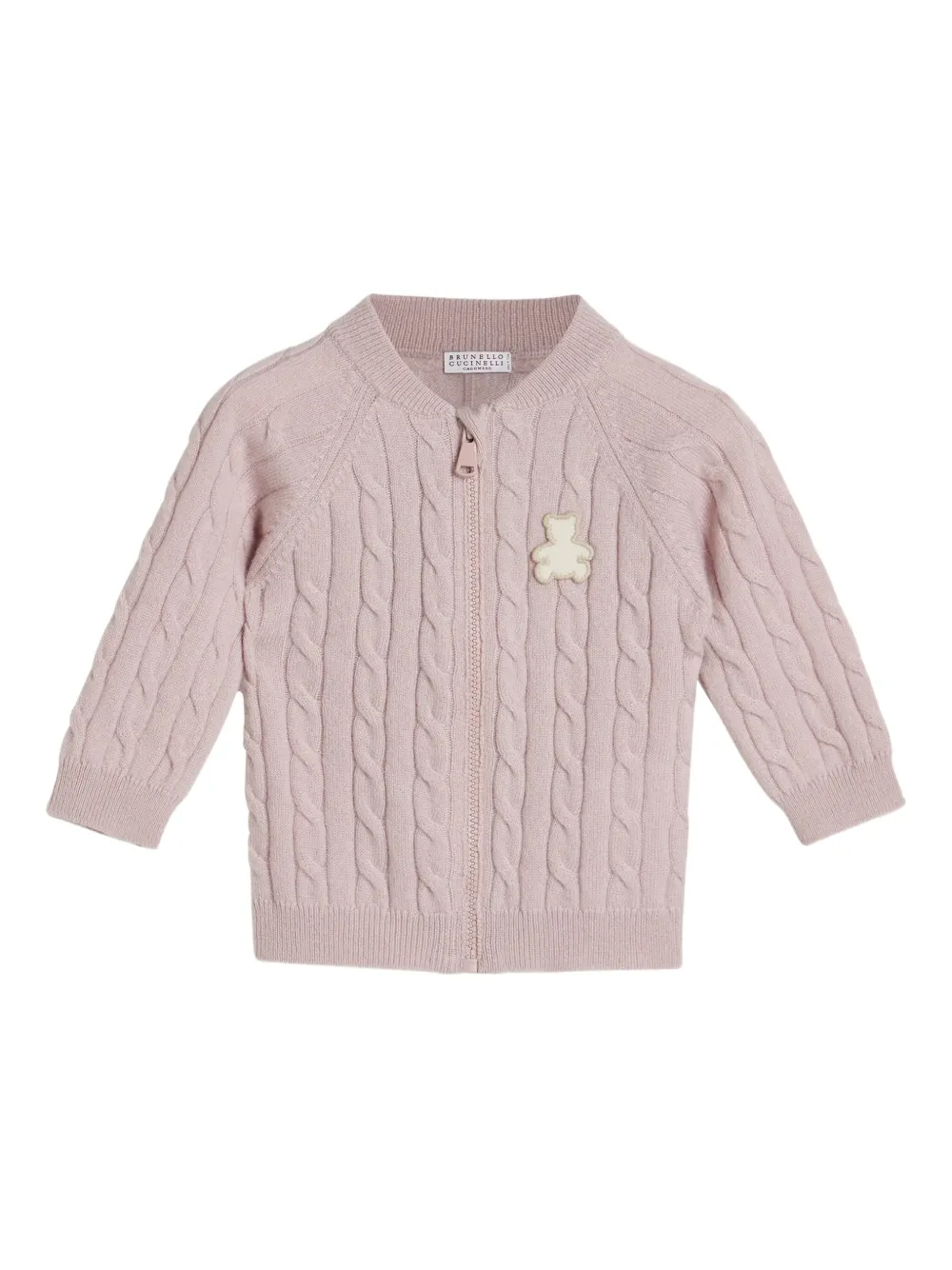 Brunello Cucinelli Kids Bernie Baby kabelgebreid vest Roze