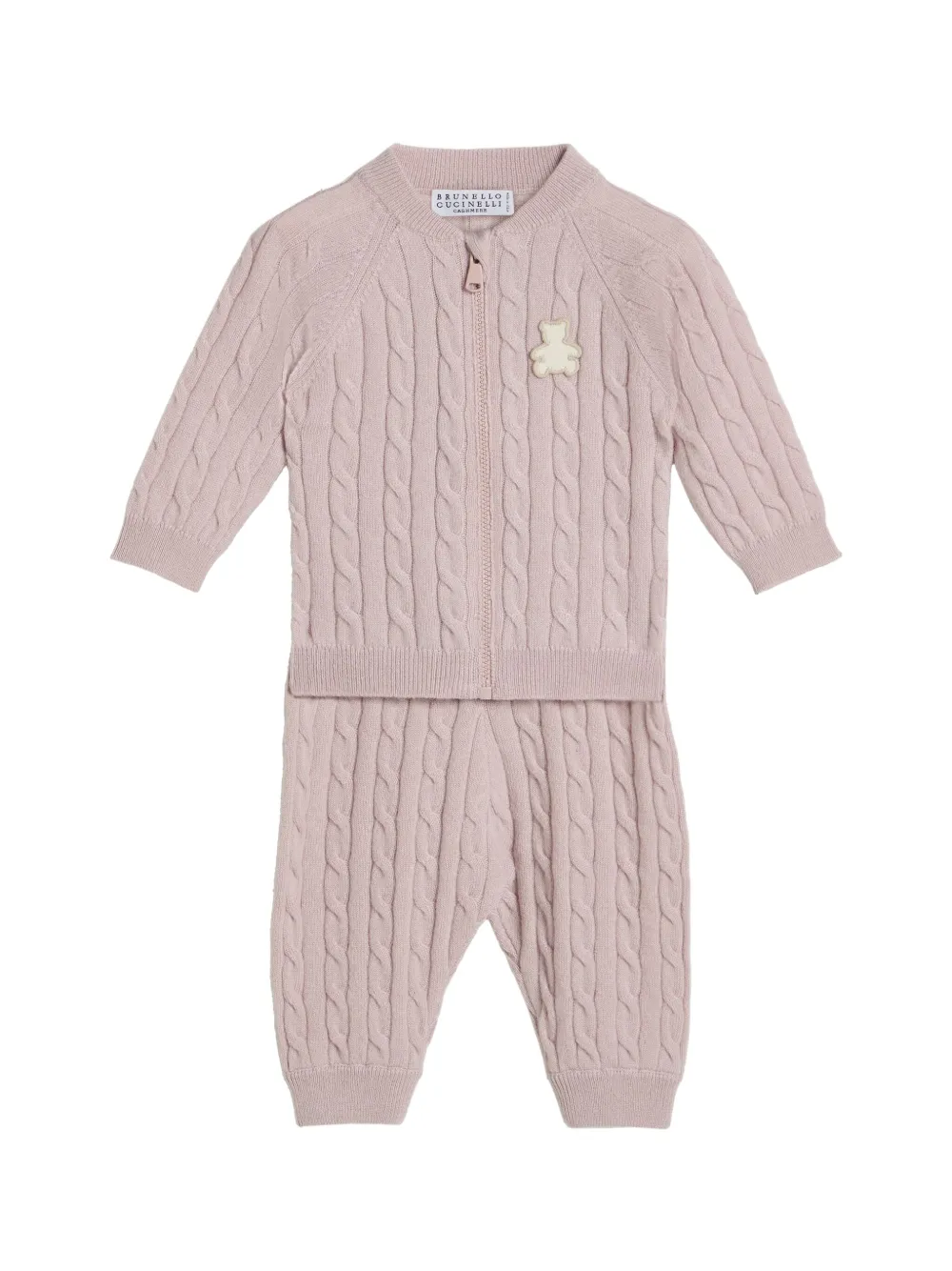 Brunello Cucinelli Kids Bernie Baby kabelgebreid vest Roze