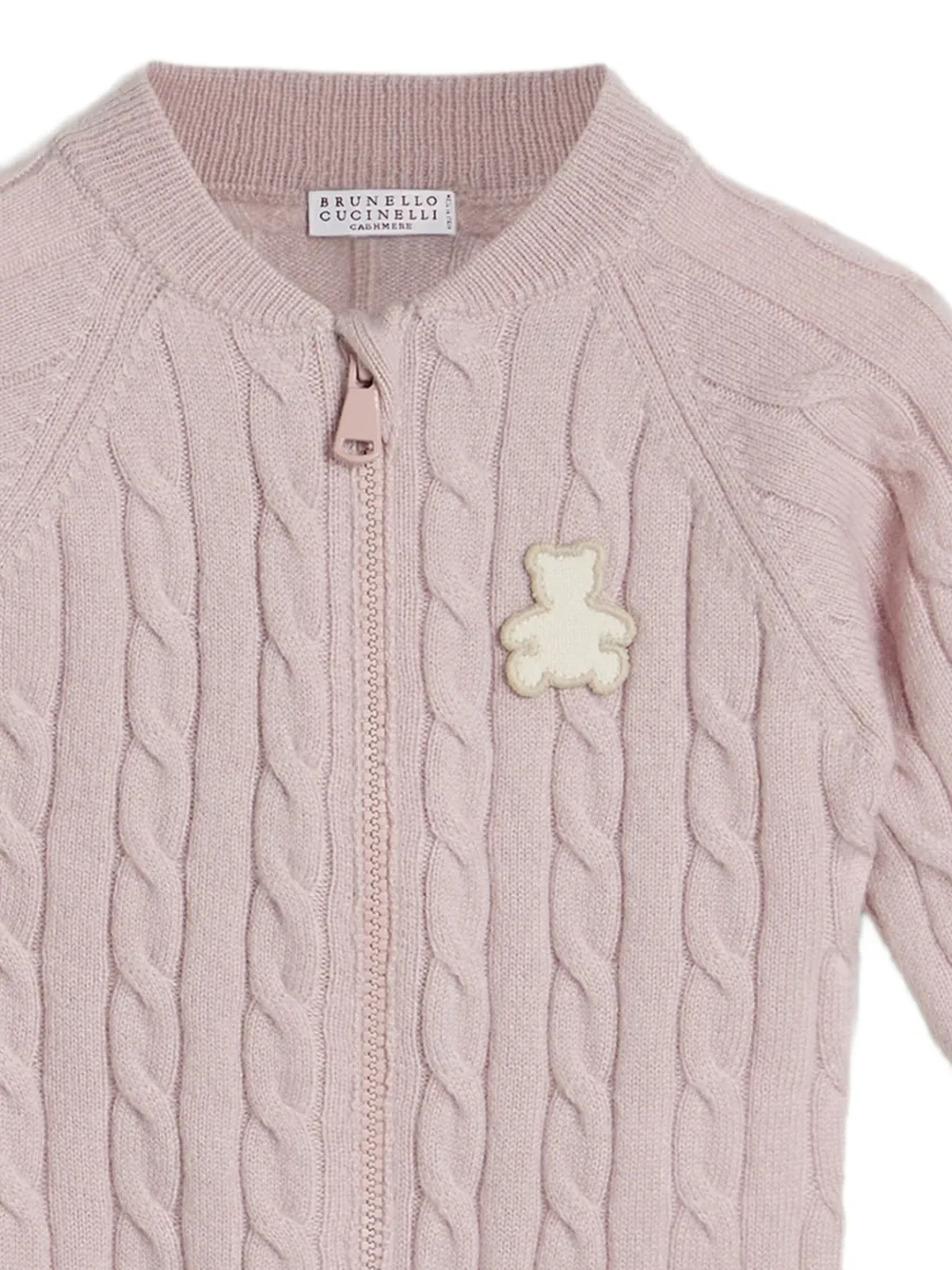 Brunello Cucinelli Kids Bernie Baby kabelgebreid vest Roze