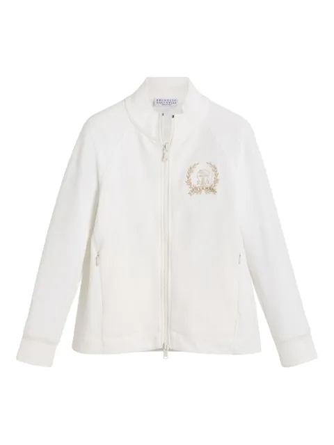 Brunello Cucinelli Kids embroidered-logo zip-up sweatshirt