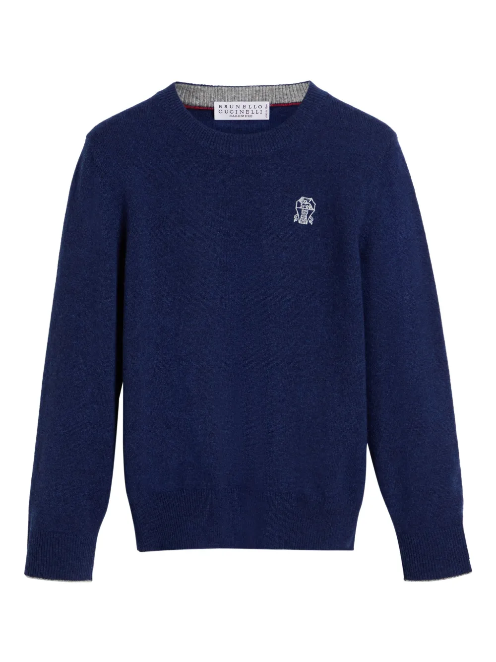 Brunello Cucinelli Kids Kasjmier trui met geborduurd logo Blauw
