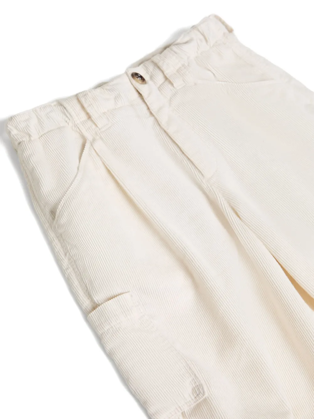 Brunello Cucinelli Kids Ribfluwelen broek met zak Wit