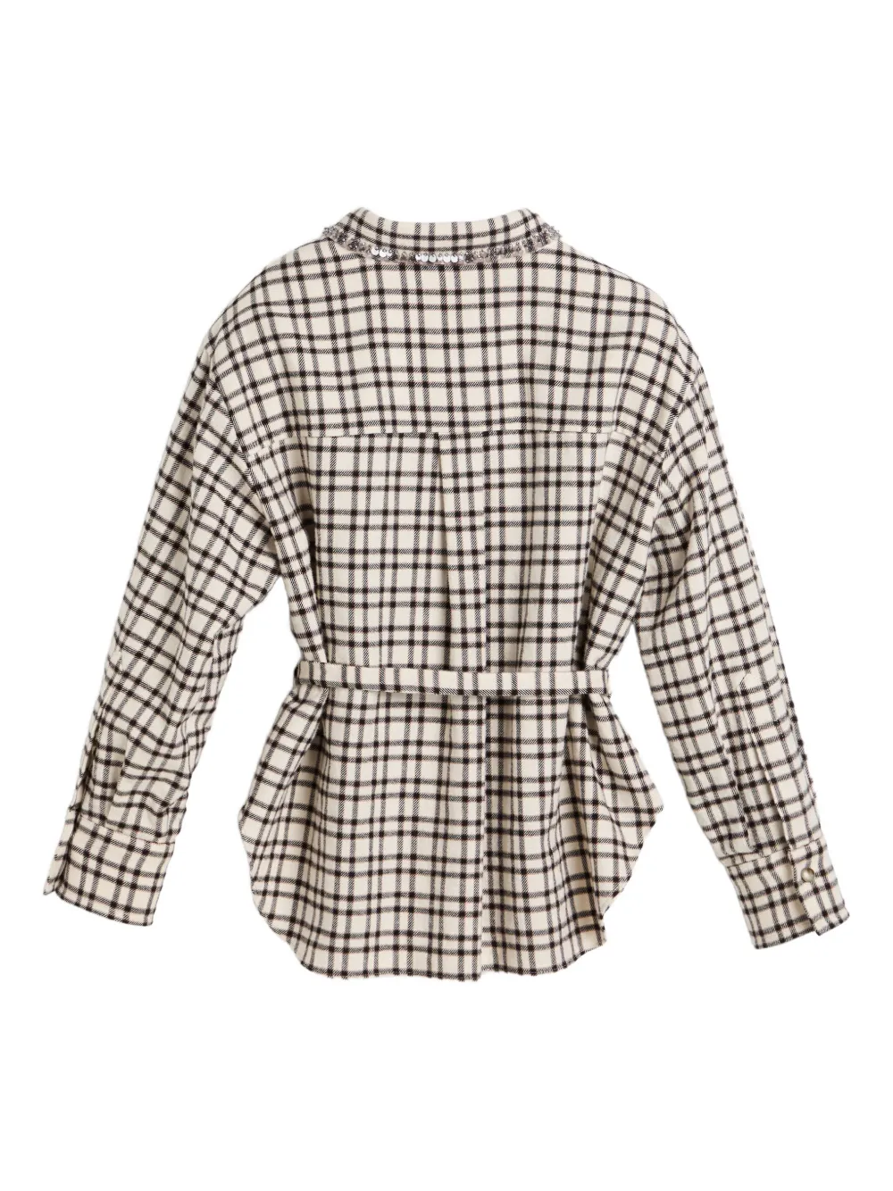 Brunello Cucinelli Kids Geruit shirt verfraaid met pailletten Beige