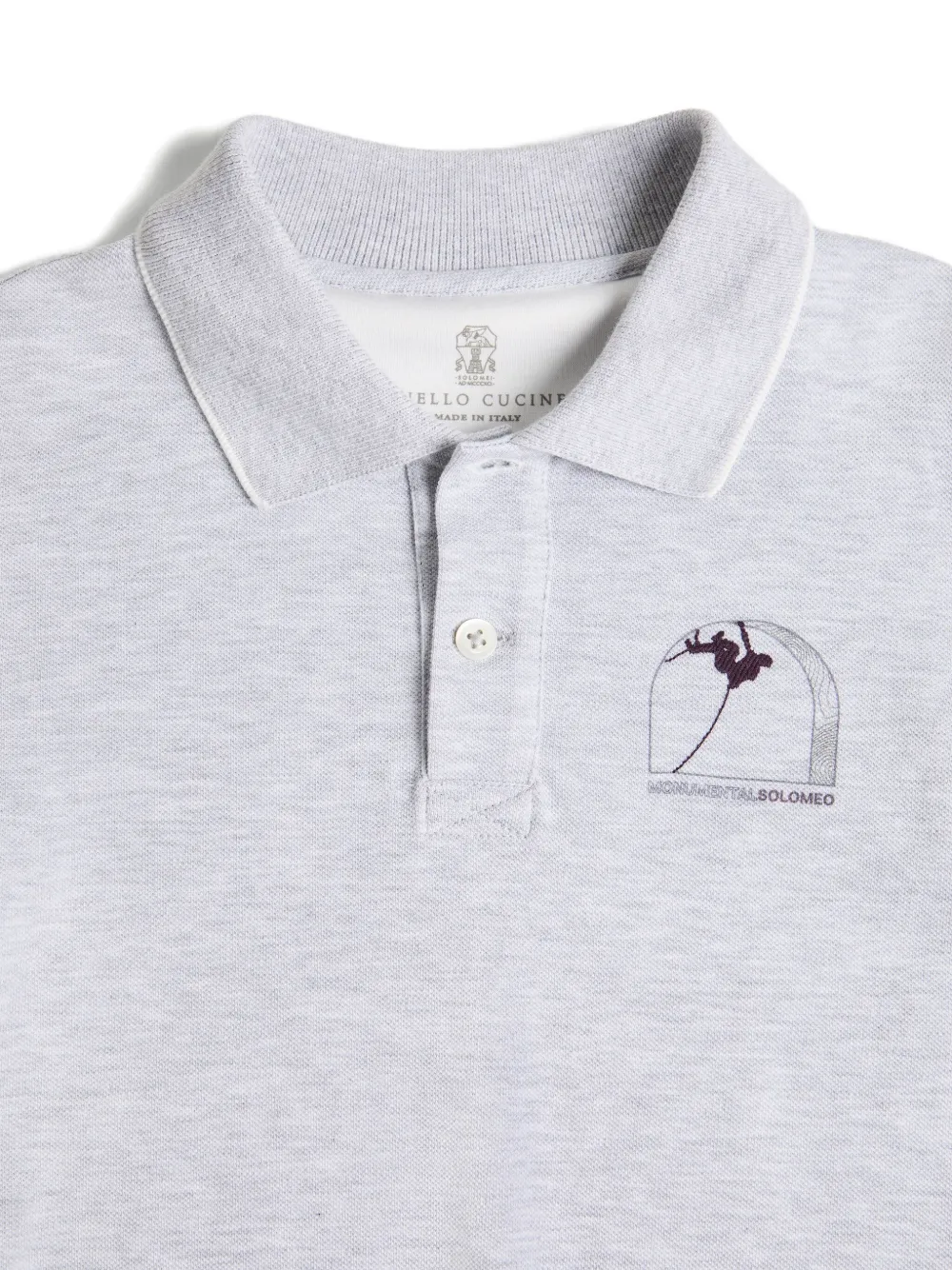 Brunello Cucinelli Kids Piqué poloshirt met lange mouwen Grijs