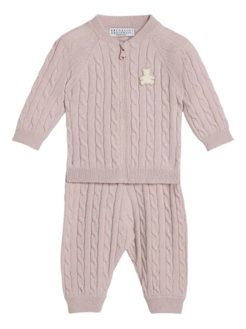 Brunello Cucinelli Kids cable-knit zip-up trousers set