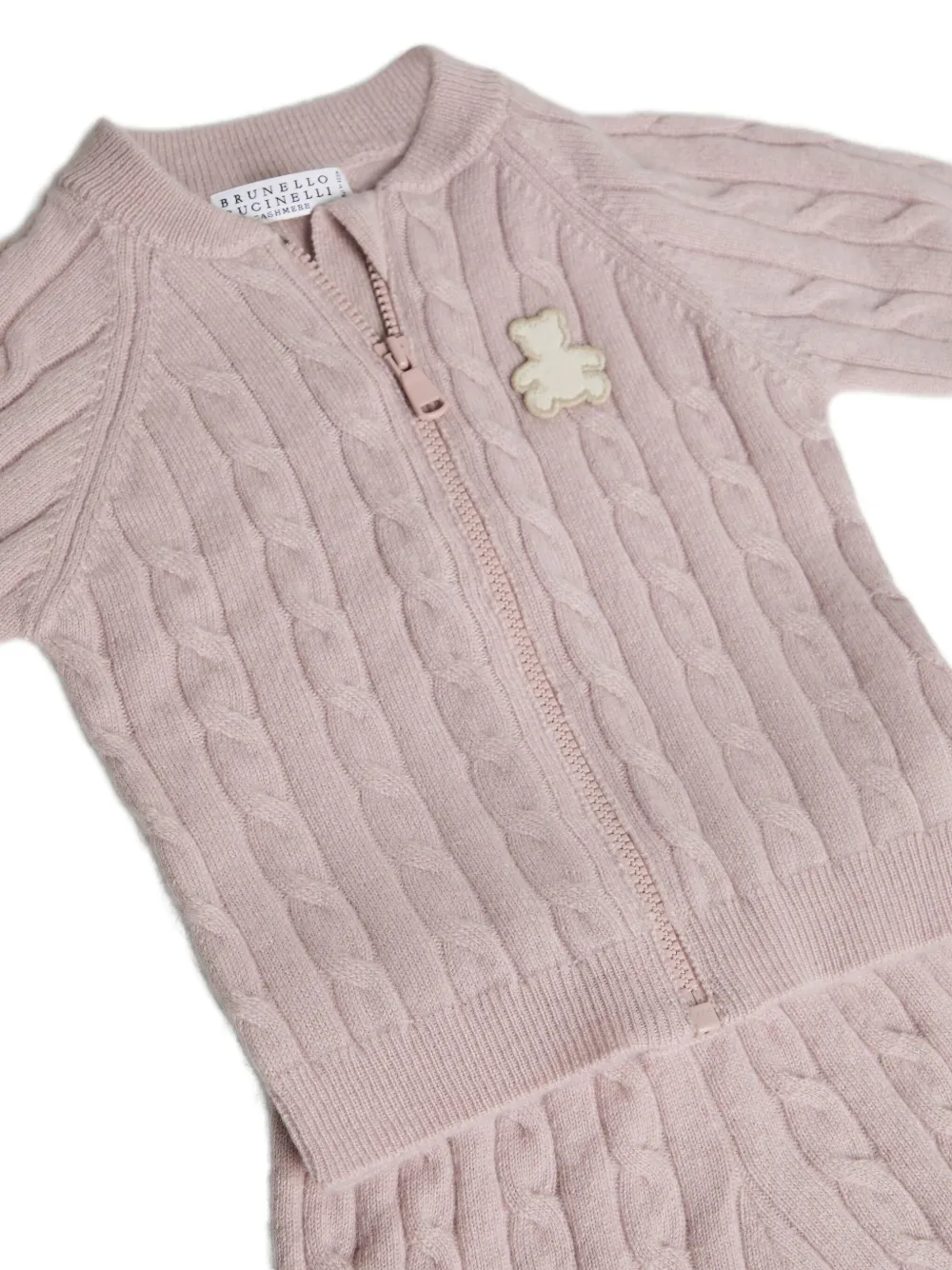 Brunello Cucinelli Kids Kabelgebreid broekset met rits Roze
