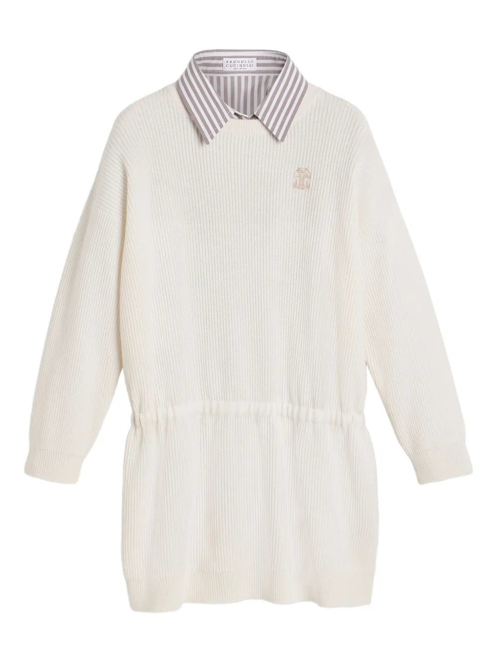 Brunello Cucinelli Kids Abito corto a coste con coulisse - Toni neutri
