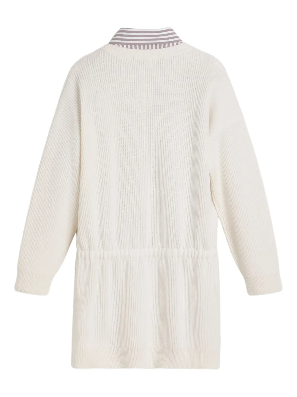 Brunello Cucinelli Kids Ribgebreide mini-jurk met trekkoord Beige