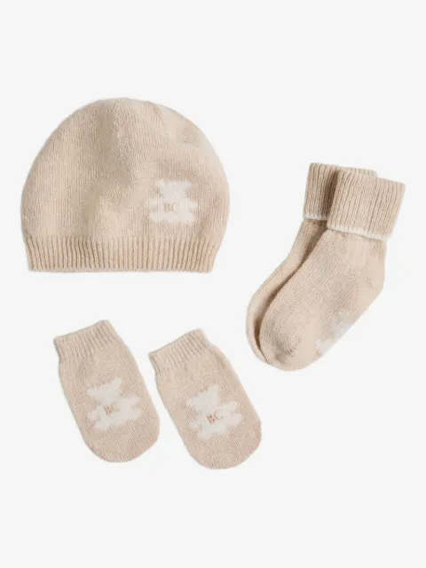 Brunello Cucinelli Kids teddy-bear cashmere beanie-mitten-sock set