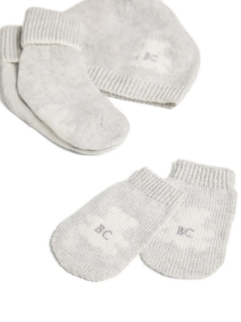 Brunello Cucinelli Kids Muts en sokken met geborduurd logo en teddybeer Grijs