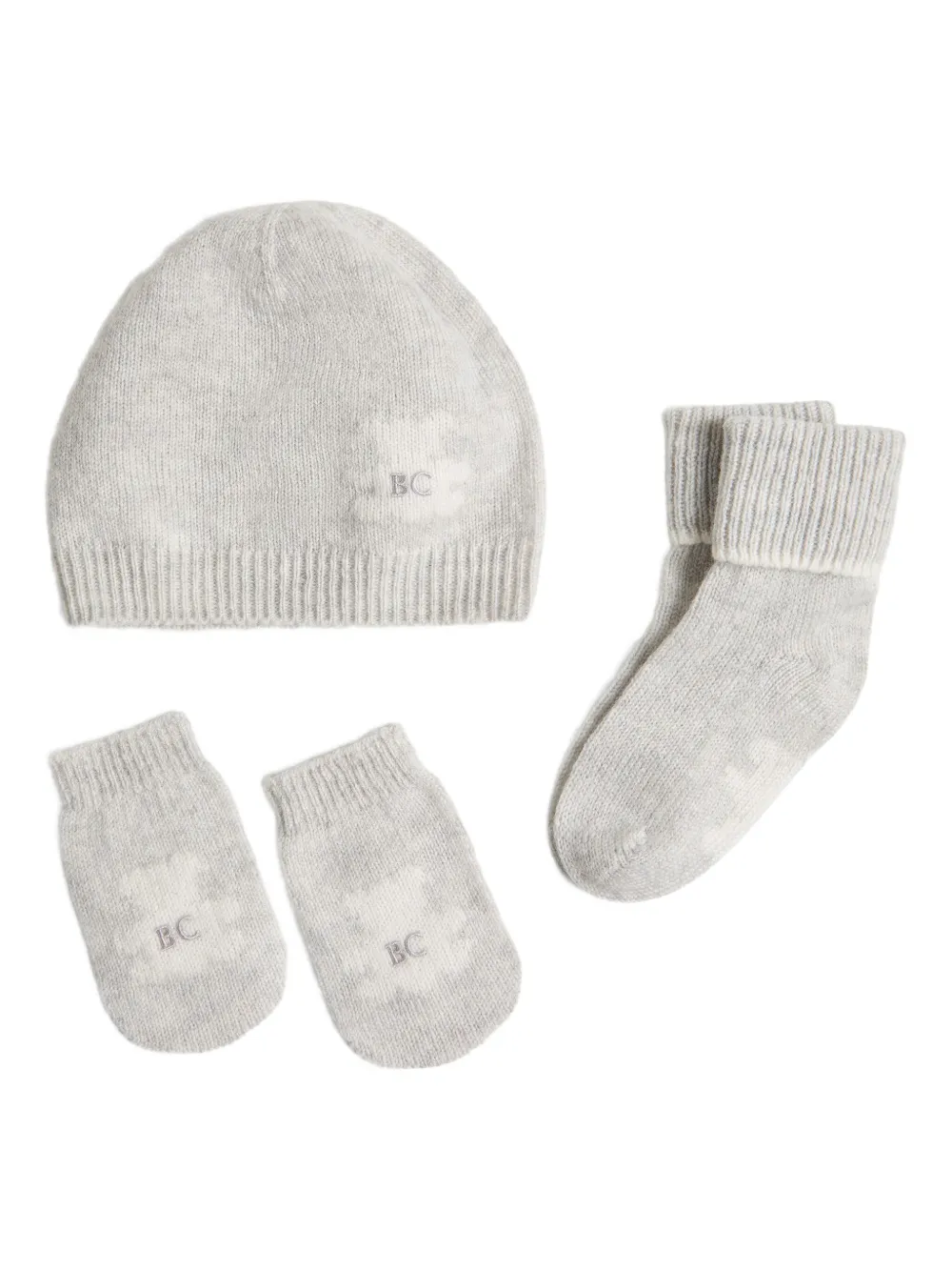 Brunello Cucinelli Kids Muts en sokken met geborduurd logo en teddybeer Grijs