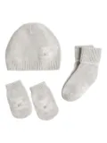 Brunello Cucinelli Kids logo-embroidered teddy-bear beanie-socks set - Grey