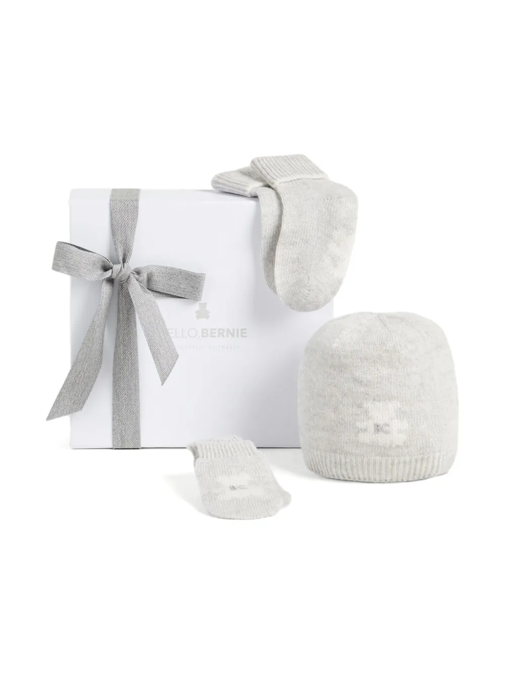 Brunello Cucinelli Kids Muts en sokken met geborduurd logo en teddybeer Grijs