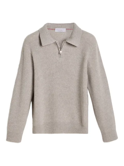 Brunello Cucinelli Kids ribbed zip-up polo top