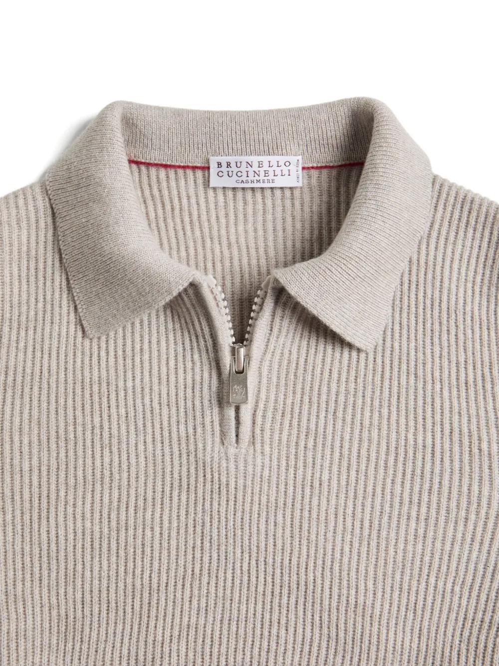 Brunello Cucinelli Kids Geribbelde polotop met rits Grijs