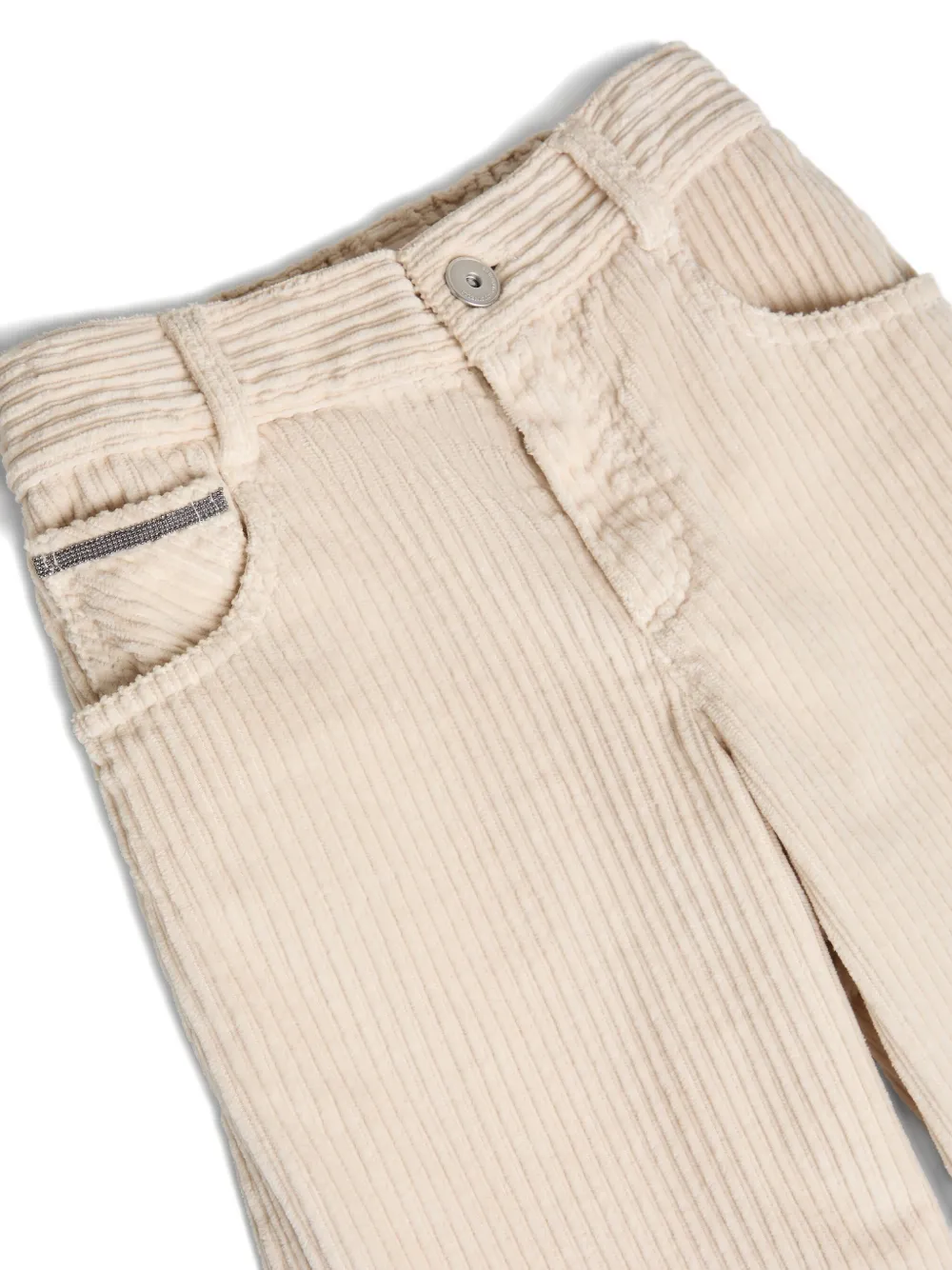 Brunello Cucinelli Kids Ribfluwelen A-lijn broek Beige