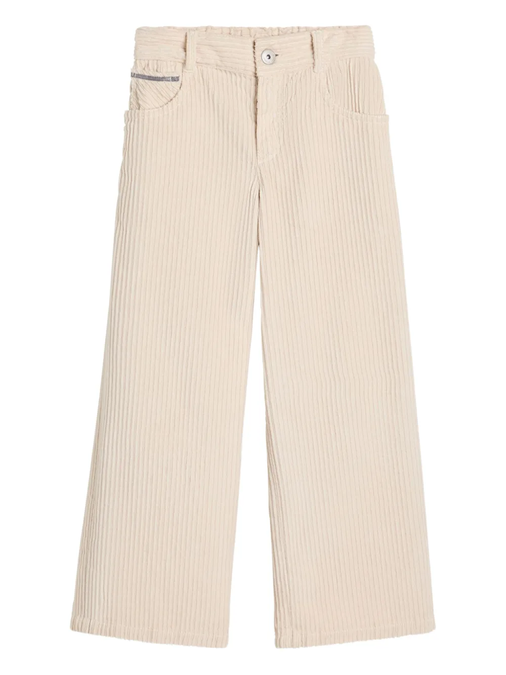 Brunello Cucinelli Kids Ribfluwelen A-lijn broek Beige