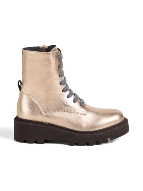 Brunello Cucinelli Kids Lamé lace-up boots