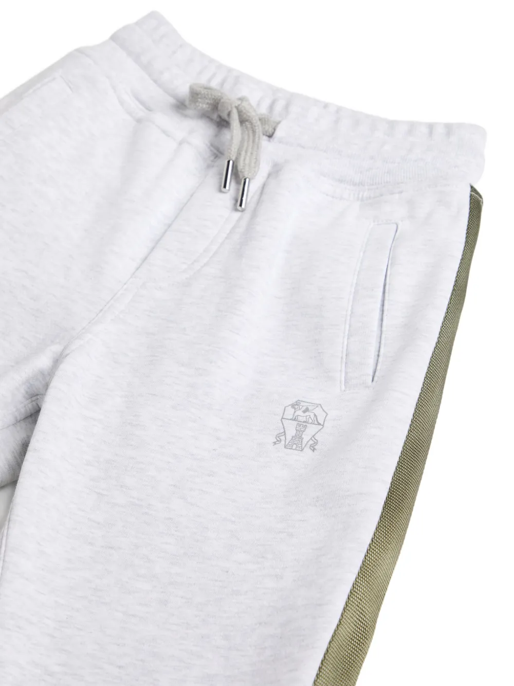 Brunello Cucinelli Kids Badstof broek met zijstreep Grijs