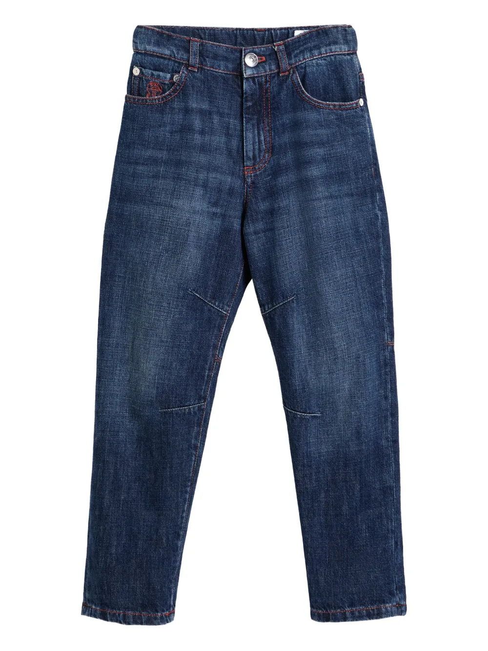 Brunello Cucinelli Kids Katoenen spijkerbroek met vijf zakken Blauw