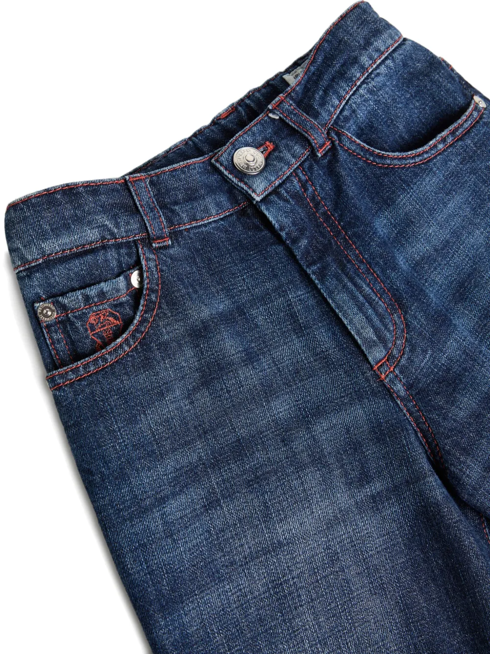 Brunello Cucinelli Kids Katoenen spijkerbroek met vijf zakken Blauw