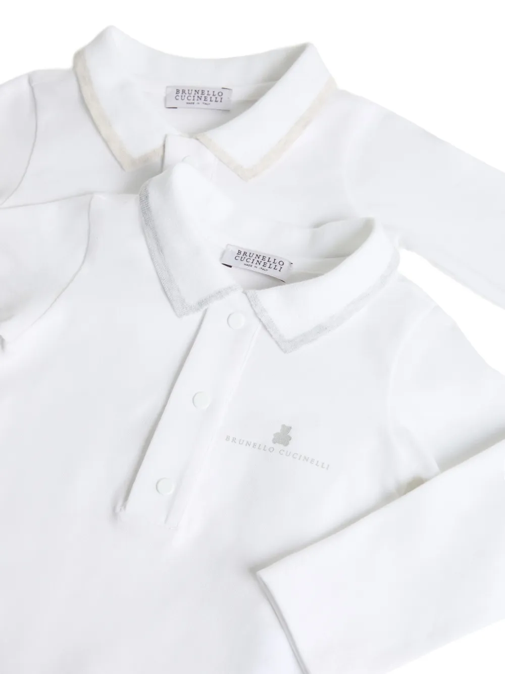 Brunello Cucinelli Kids Twee rompers met polokraag en lange mouwen Wit