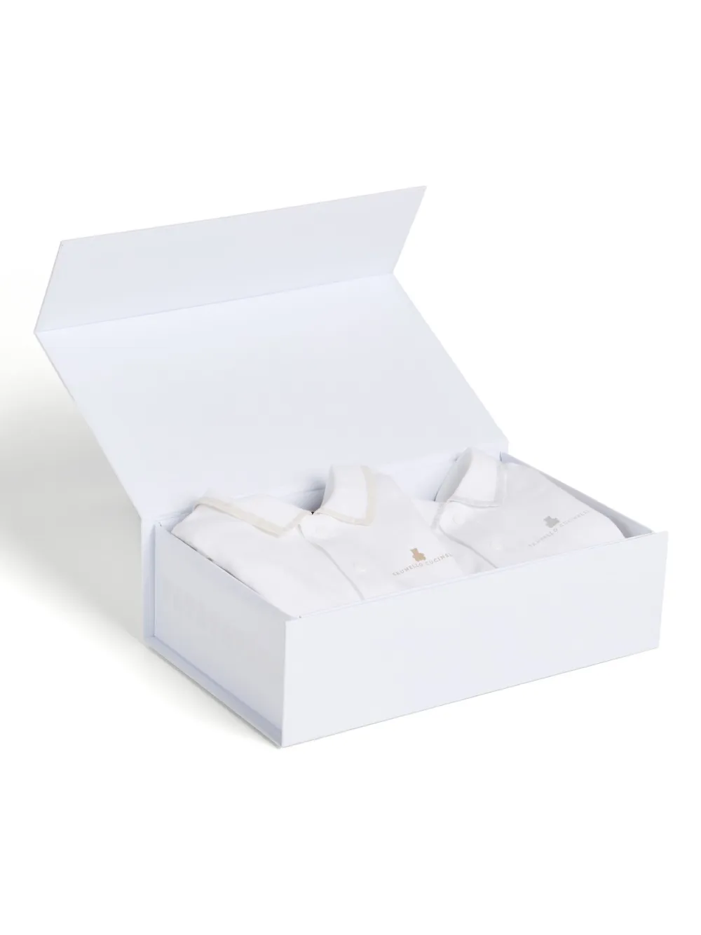 Brunello Cucinelli Kids Twee rompers met polokraag en lange mouwen Wit