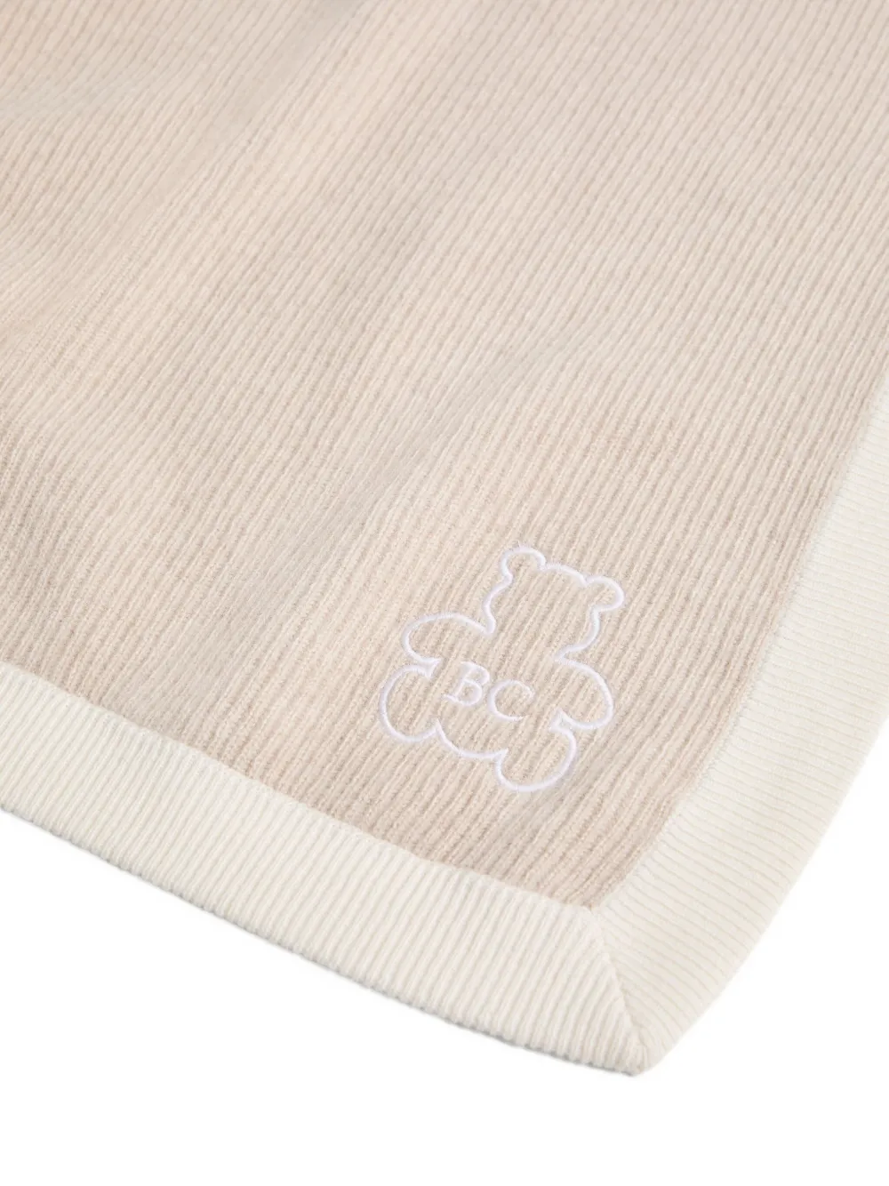 Brunello Cucinelli Kids Ribgebreide deken met geborduurde teddy Beige