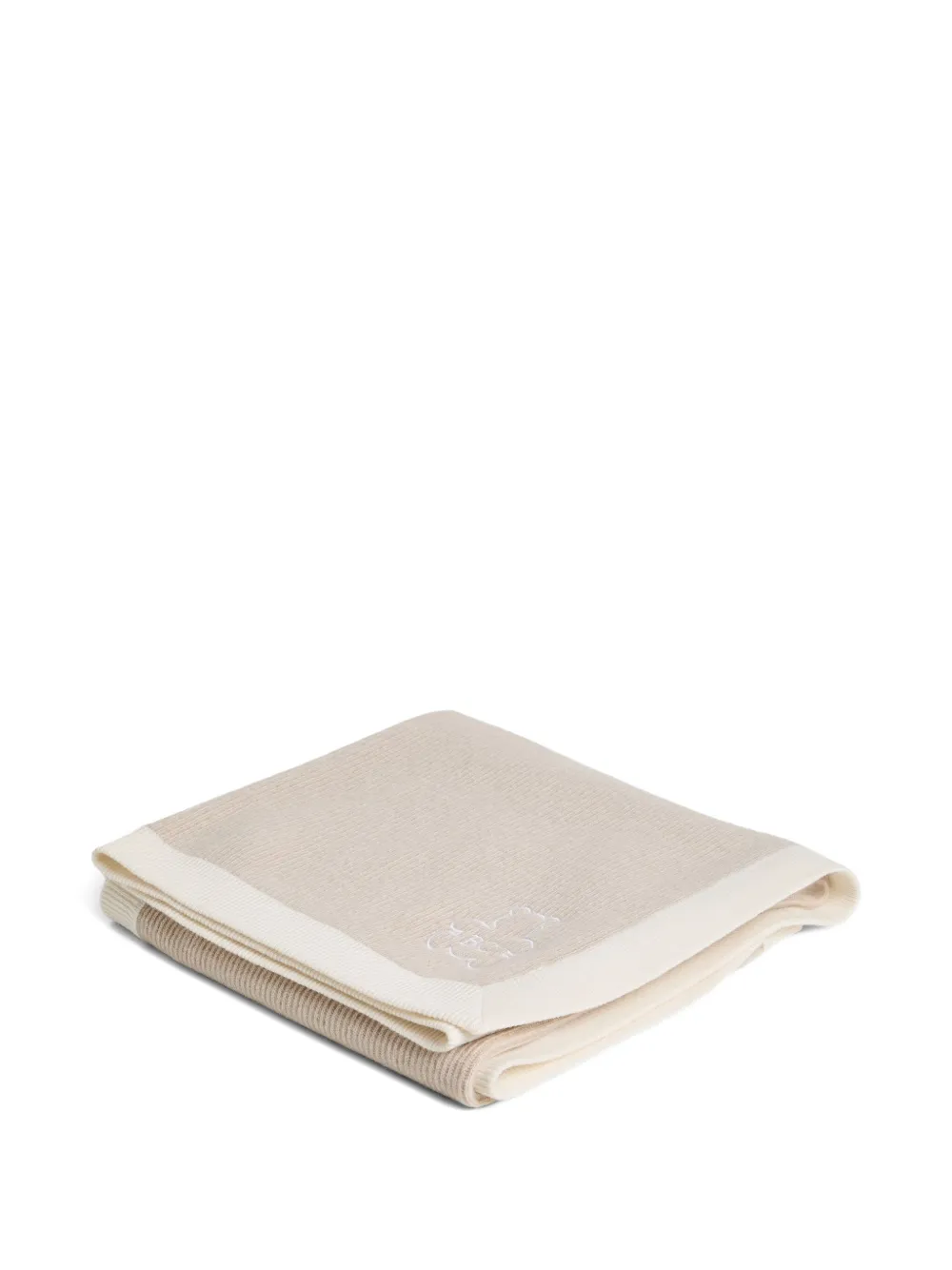 Brunello Cucinelli Kids Ribgebreide deken met geborduurde teddy Beige