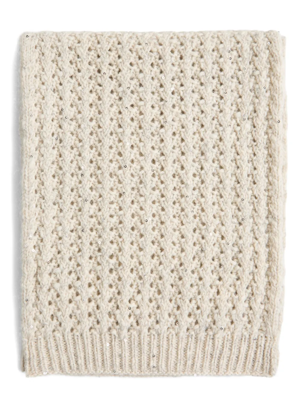 Brunello Cucinelli Kids Geribbelde sjaal verfraaid met pailletten Beige