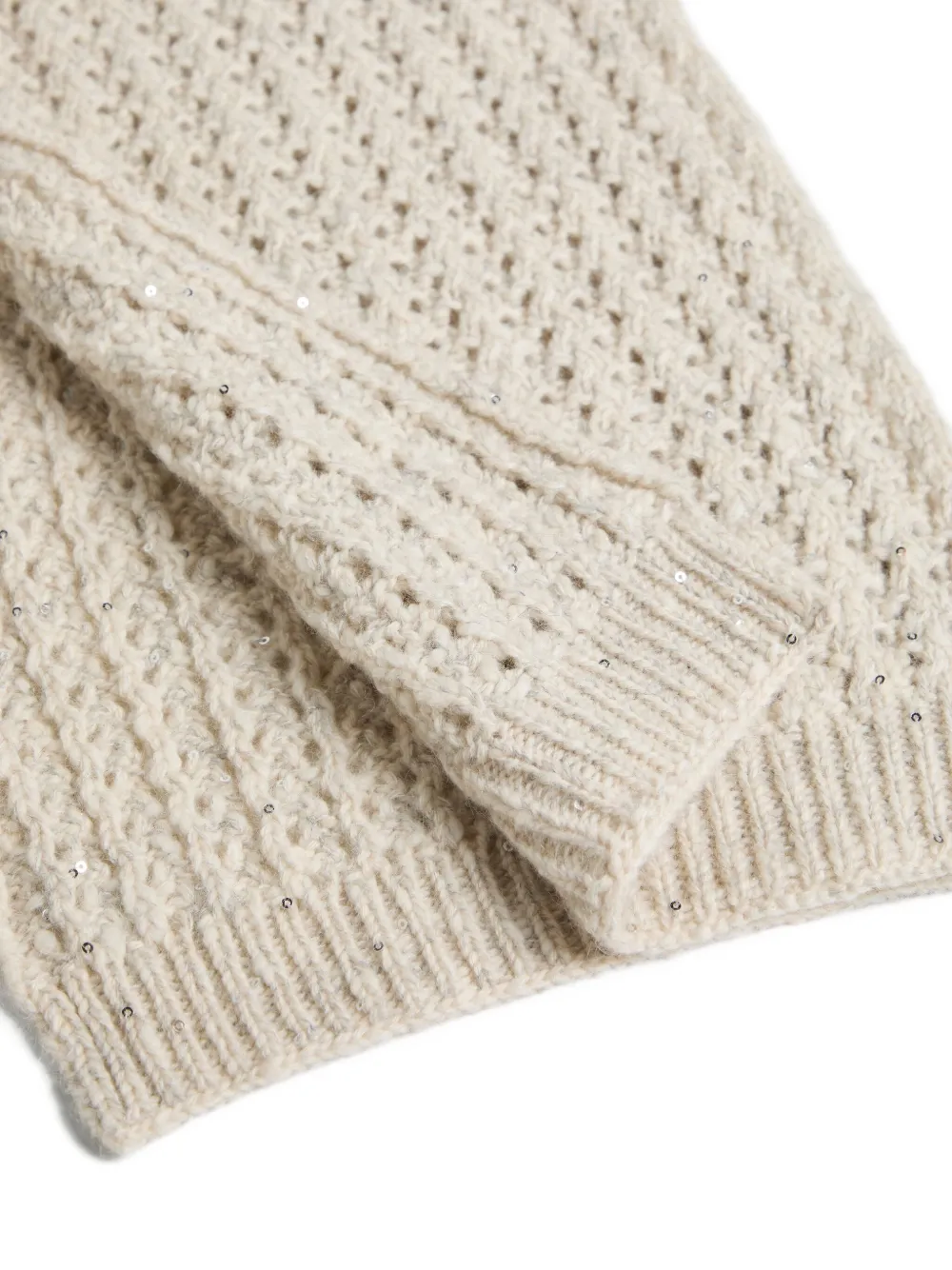 Brunello Cucinelli Kids Geribbelde sjaal verfraaid met pailletten - Beige