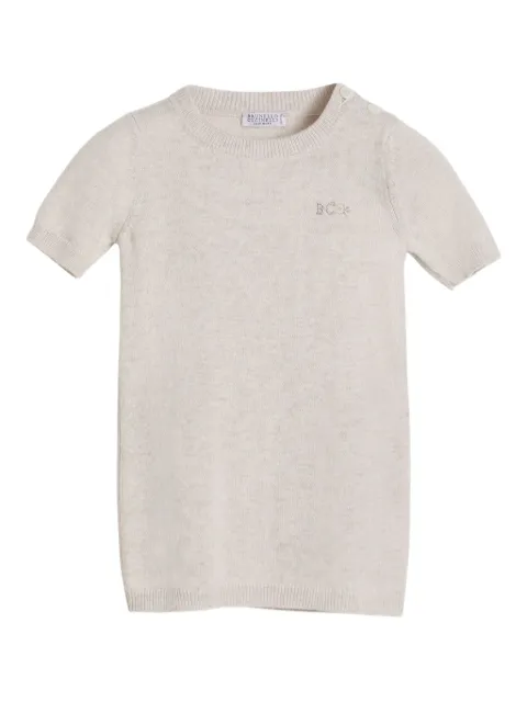 Brunello Cucinelli Kids cashmere short-sleeve embroidered dress