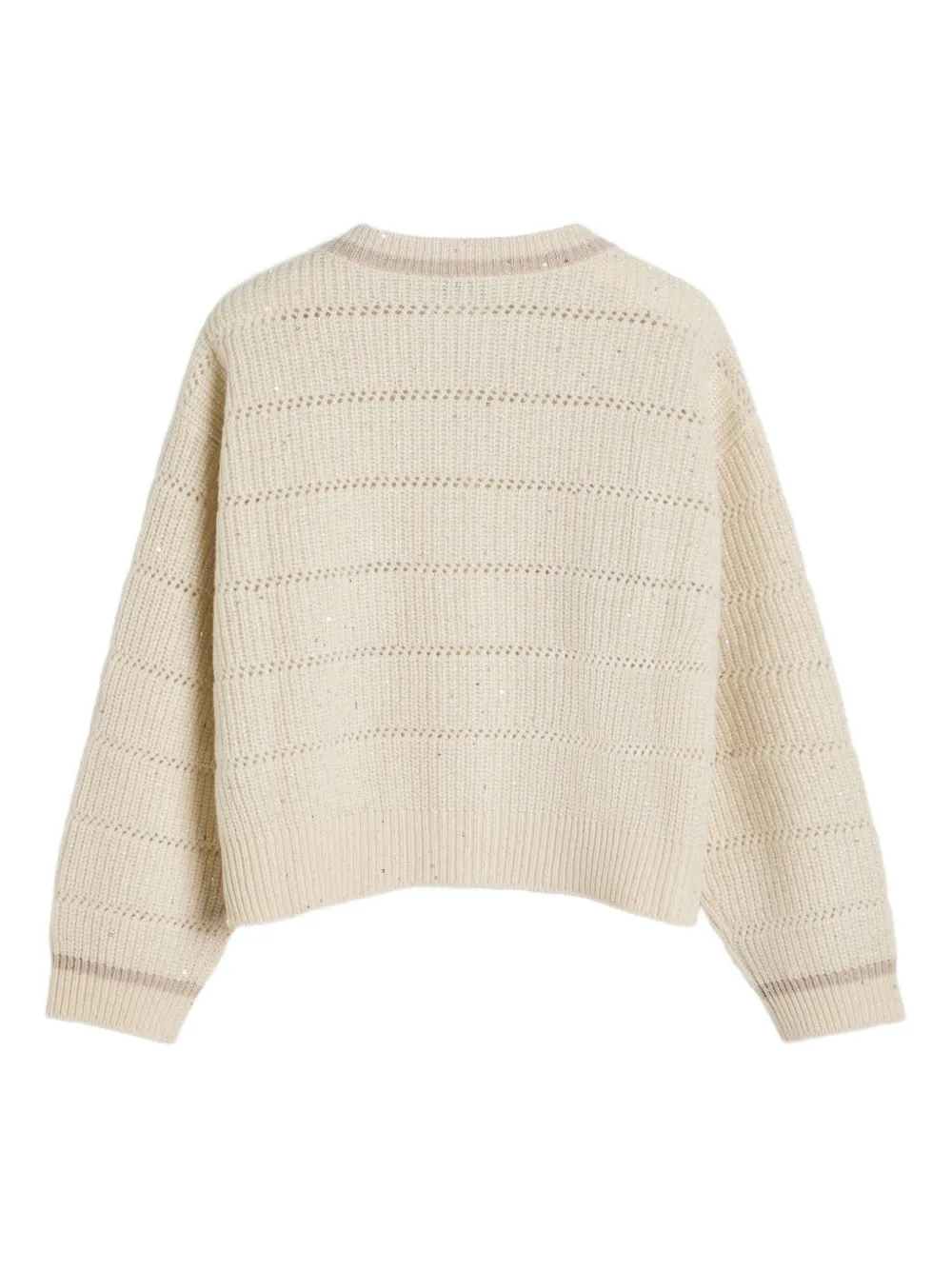 Brunello Cucinelli Kids Opengebreid vest verfraaid met pailletten Beige