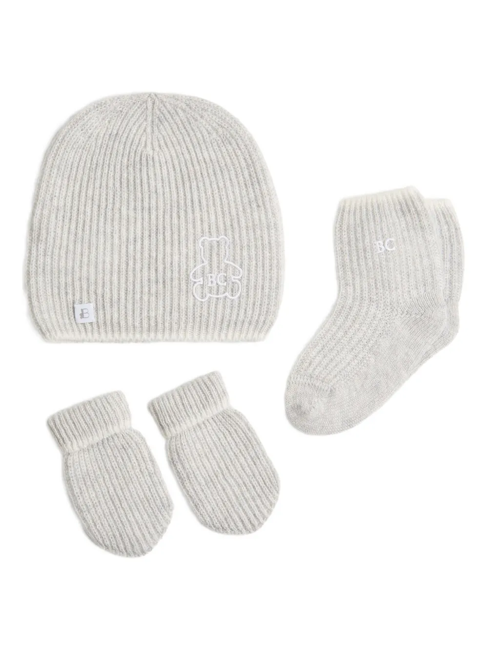 Brunello Cucinelli Kids Baby Bernie beanie (set of three) | Grey | Image 1