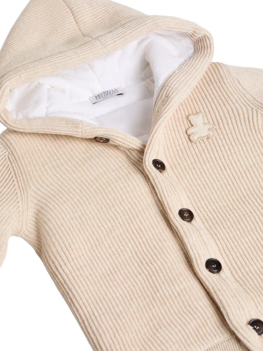 Brunello Cucinelli Kids Geribbeld vest met capuchon Beige
