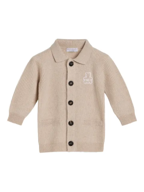 Brunello Cucinelli Kids cárdigan tejido de canalé con motivo Teddy Bear