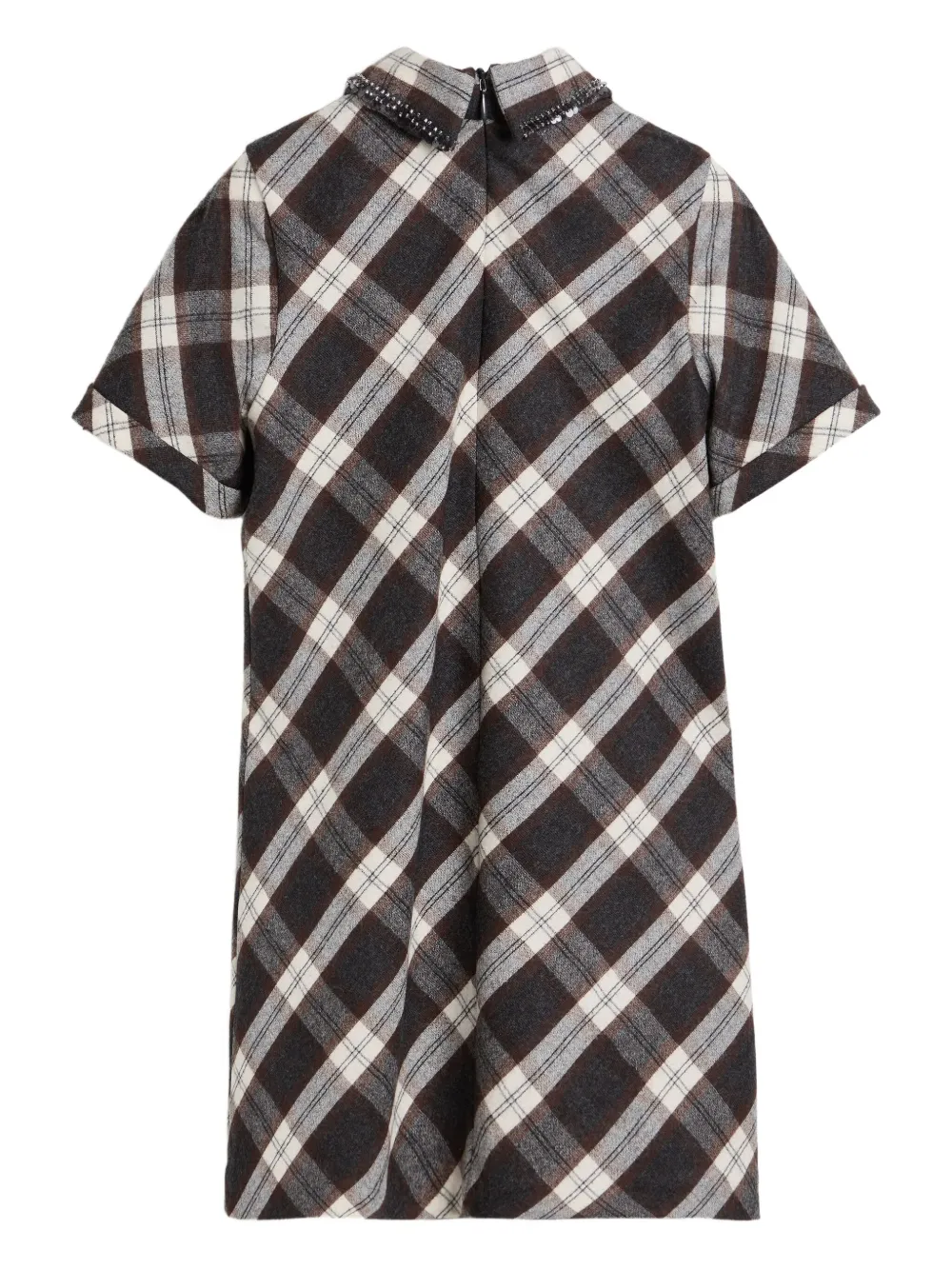 Brunello Cucinelli Kids Verfraaide geruite jurk Bruin