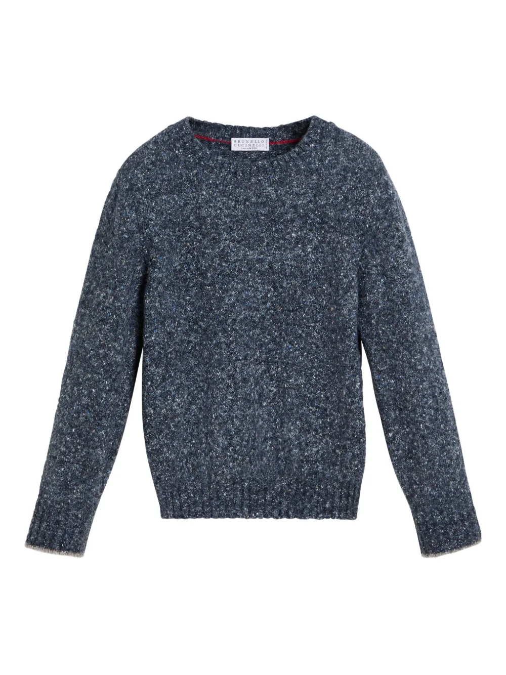 Brunello Cucinelli Kids Gespikkelde trui met ronde hals Blauw