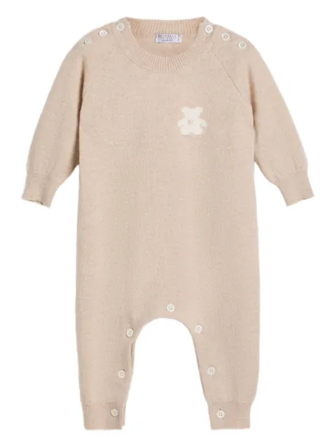 Brunello Cucinelli Kids teddy-appliqué cashmere romper