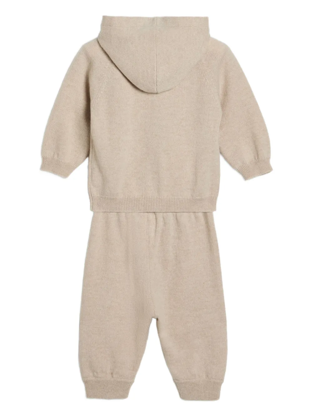 Brunello Cucinelli Kids Gebreide set met capuchon en rits Beige