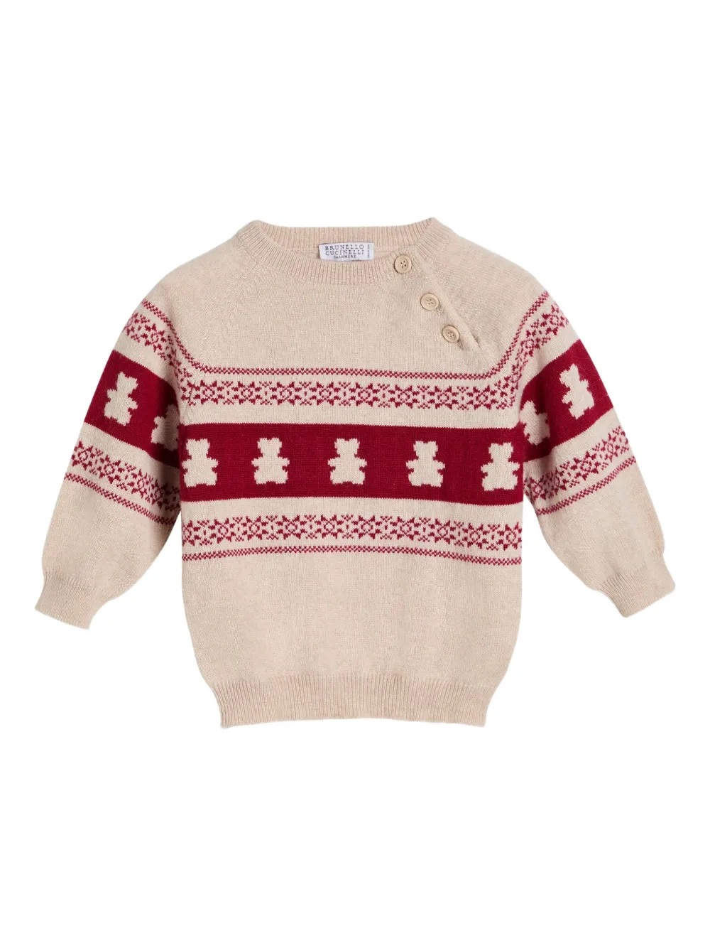 Brunello Cucinelli Kids Bernie Baby trui met knoopdetail Beige