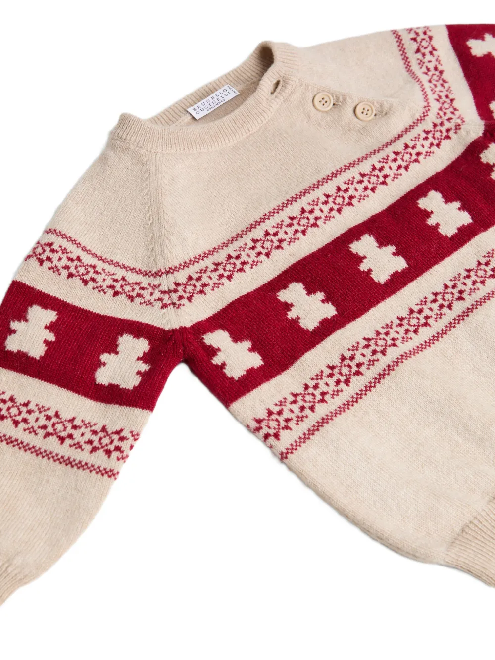 Brunello Cucinelli Kids Bernie Baby trui met knoopdetail Beige