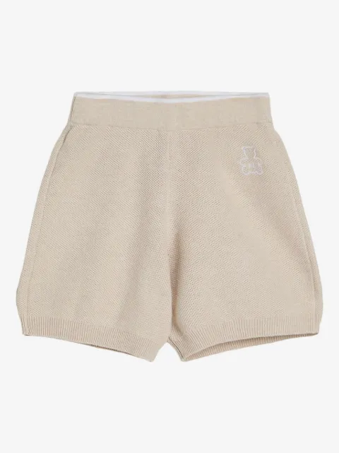 Brunello Cucinelli Kids Bernie Baby knitted bear-logo shorts