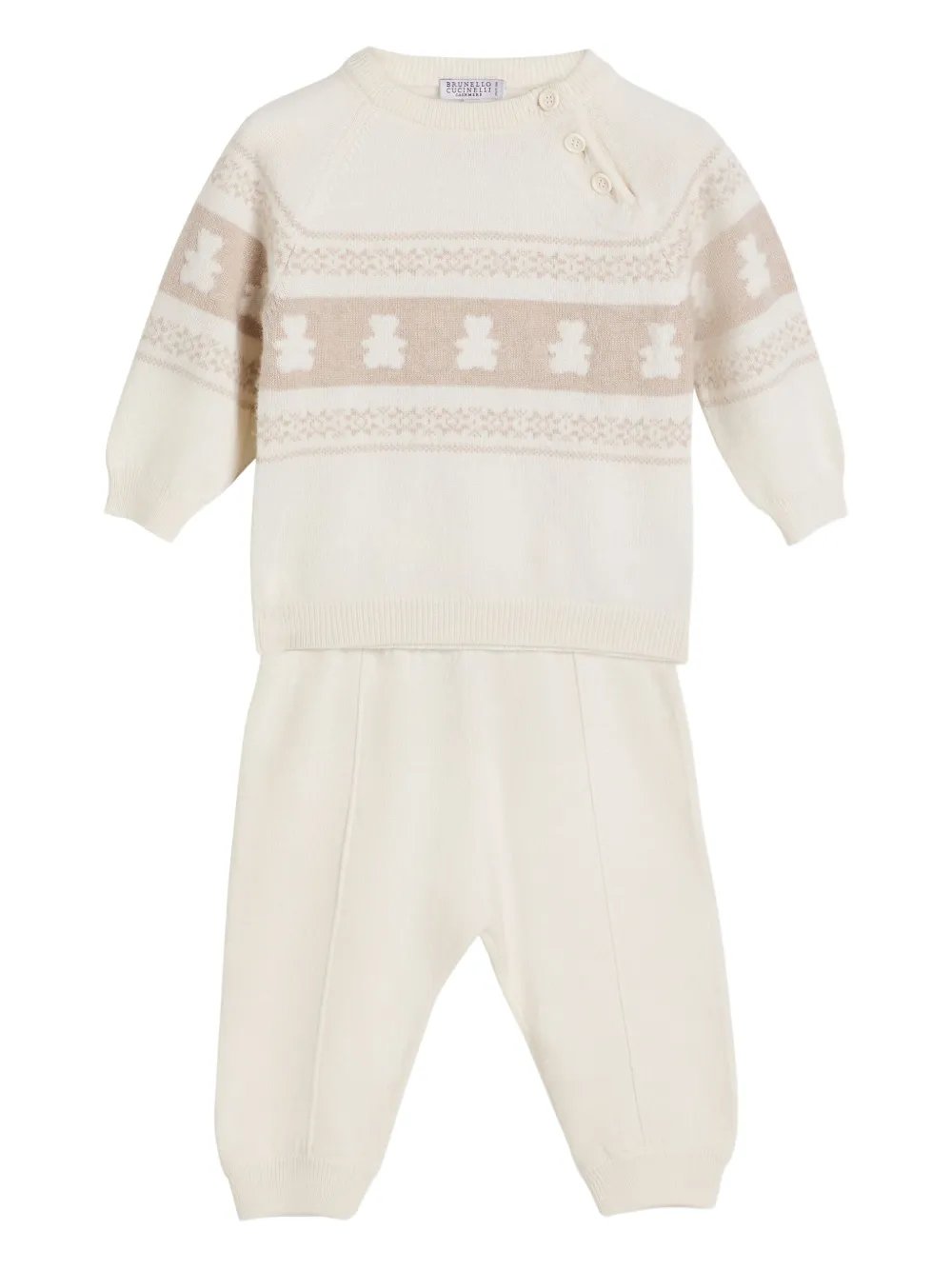 Brunello Cucinelli Kids Broekset met teddy-jacquard Beige